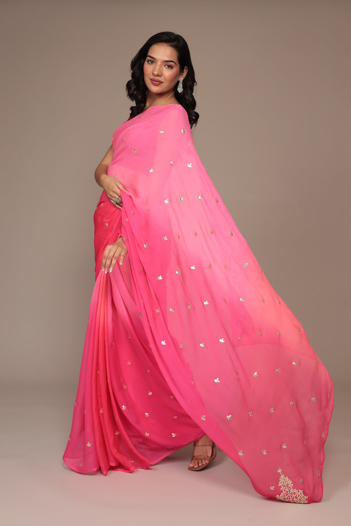 Silk Saree Embellished with Gota Patti work