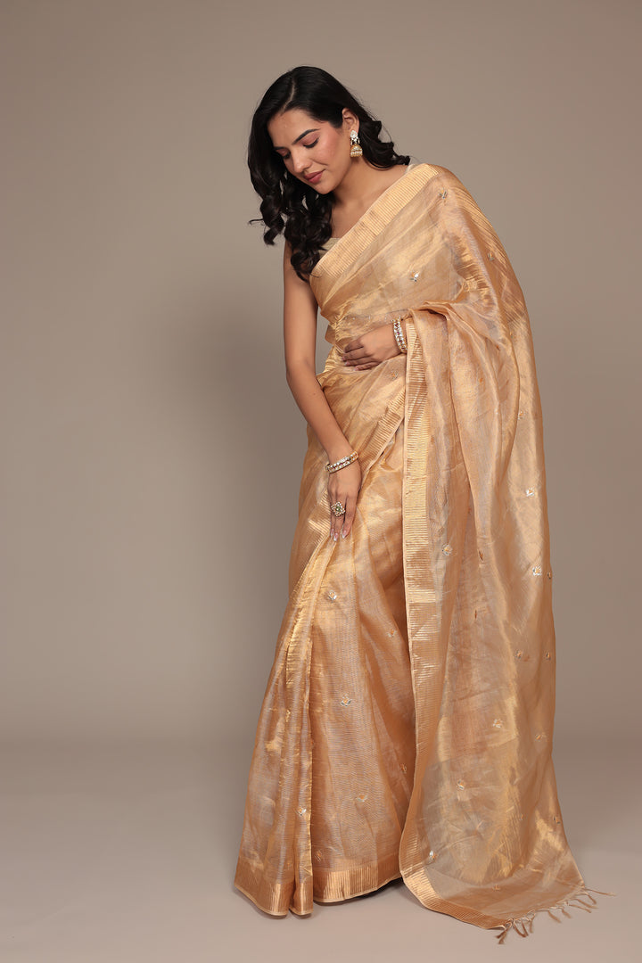 Tissue Saree Embroidered with Gota Patti work