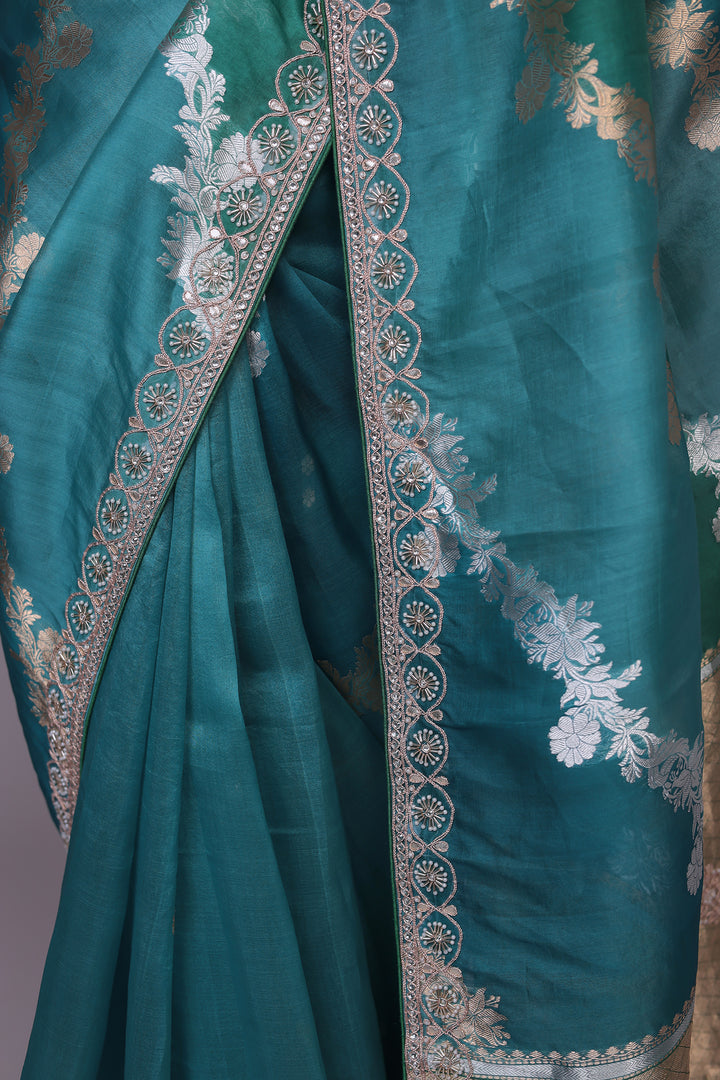 Banarasi Organza Saree Embroidered with Gota Patti work