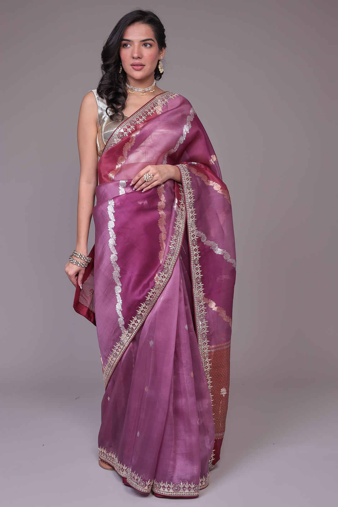 Banarasi Organza Saree with Gota Patti work