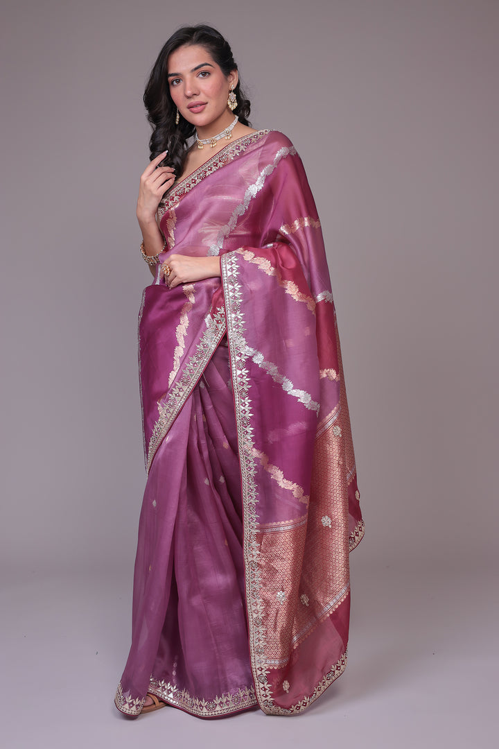 Banarasi Organza Saree with Gota Patti work