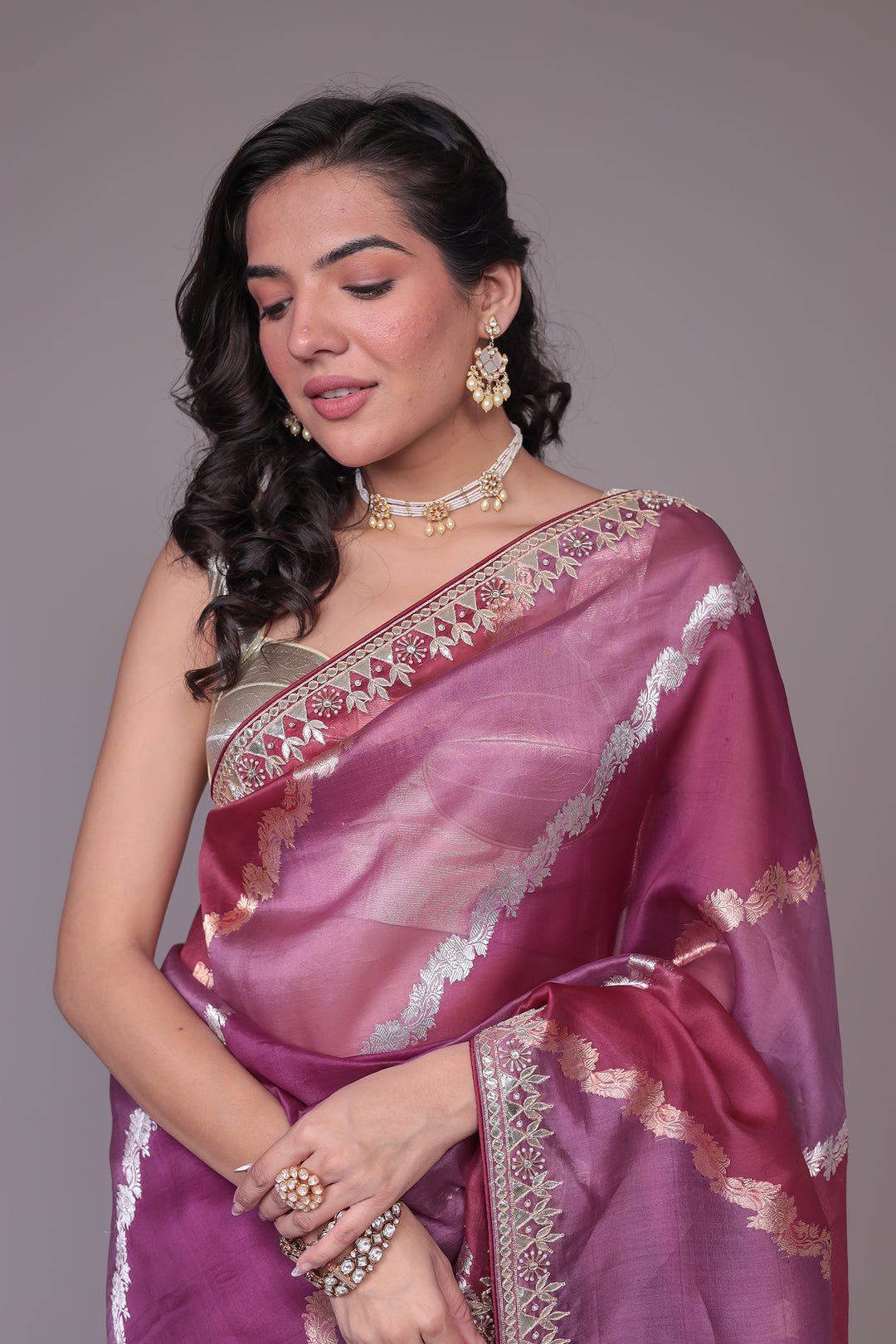 Banarasi Organza Saree with Gota Patti work