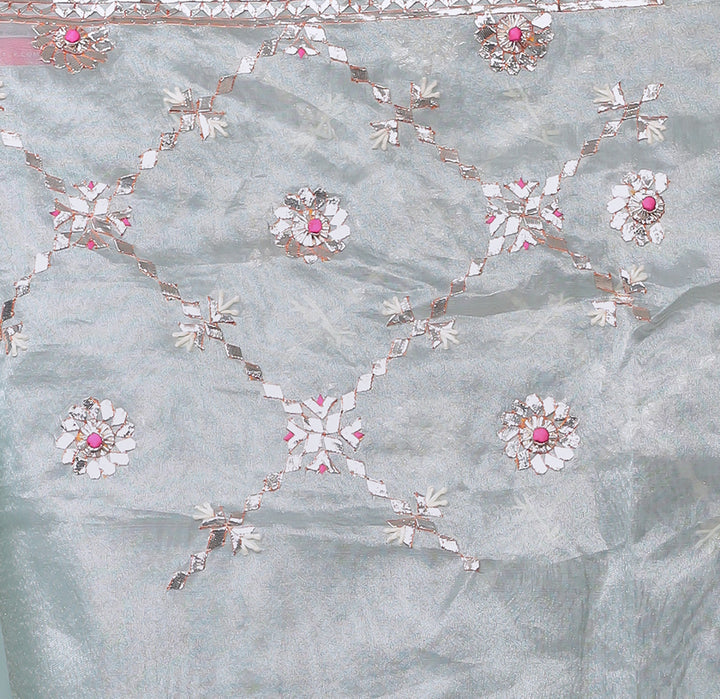 Organza Saree Full Embroidered with Gota Patti work