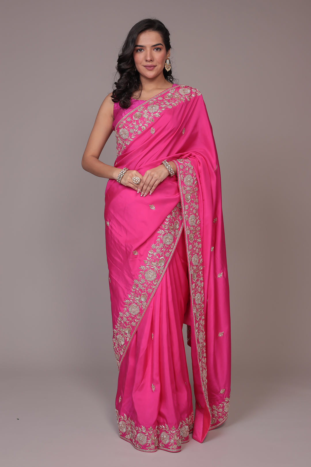 Crepe Silk Saree Embellished with Dori and Zardozi work