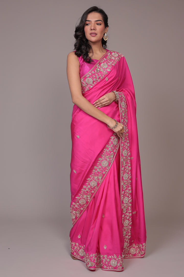 Crepe Silk Saree Embellished with Dori and Zardozi work