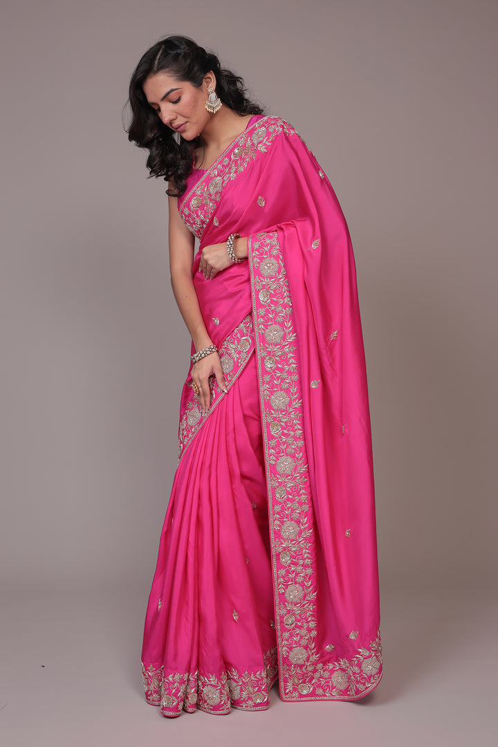 Crepe Silk Saree Embellished with Dori and Zardozi work