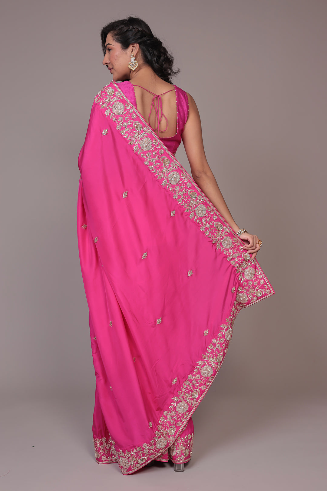 Crepe Silk Saree Embellished with Dori and Zardozi work