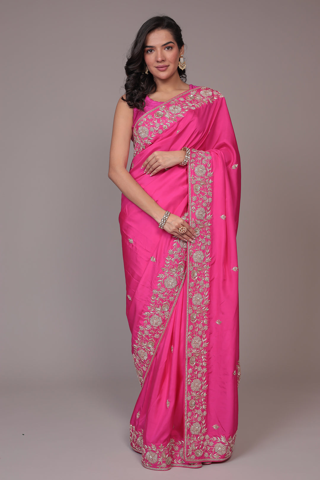 Crepe Silk Saree Embellished with Dori and Zardozi work