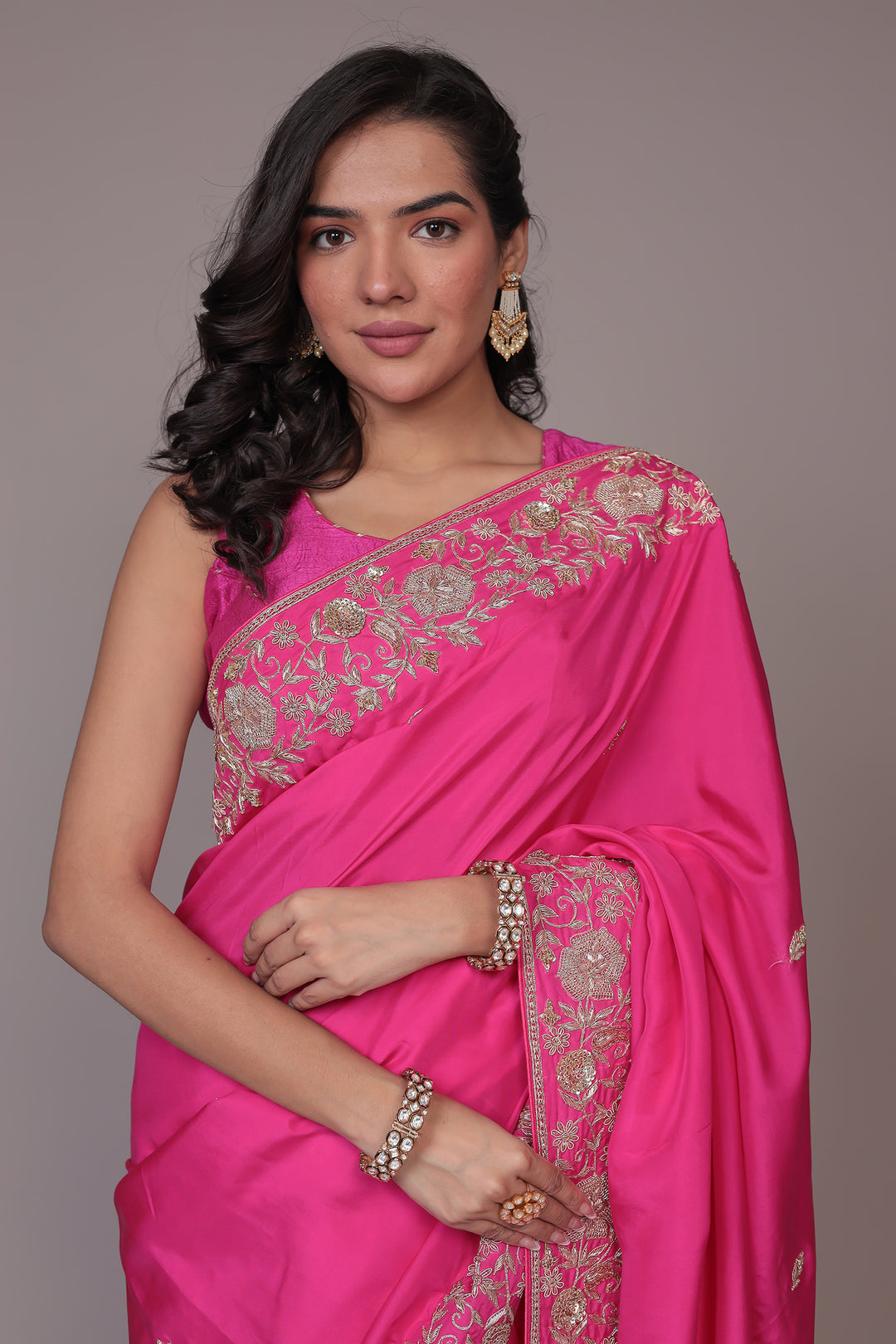 Crepe Silk Saree Embellished with Dori and Zardozi work