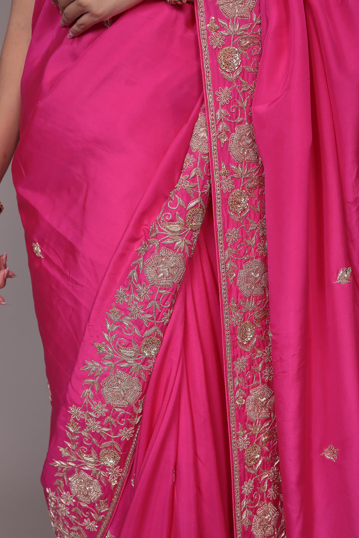 Crepe Silk Saree Embellished with Dori and Zardozi work