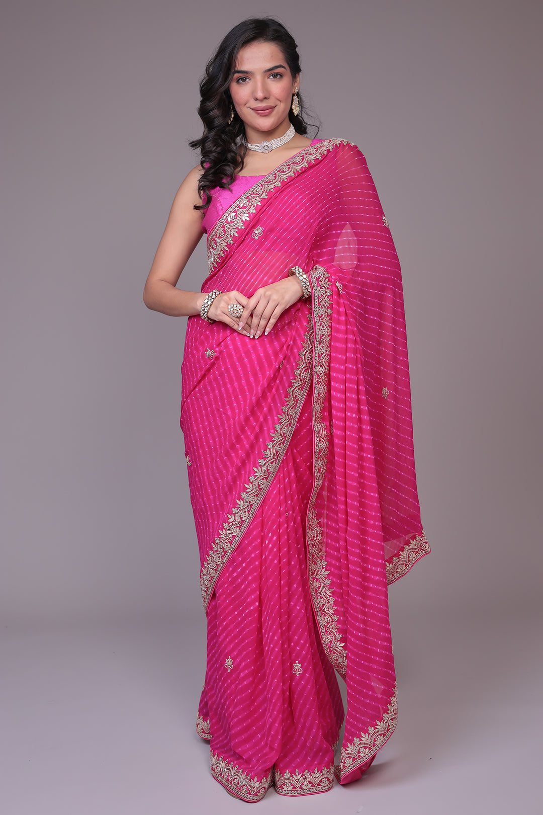 Mothra Georgette Saree Embellished with Gota Patti work