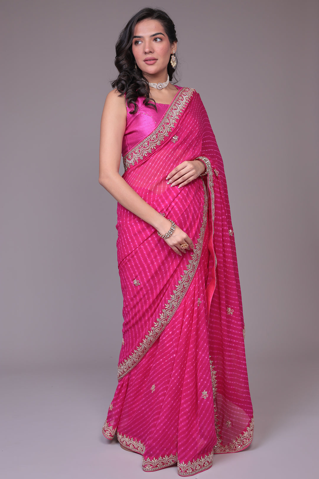 Mothra Georgette Saree Embellished with Gota Patti work