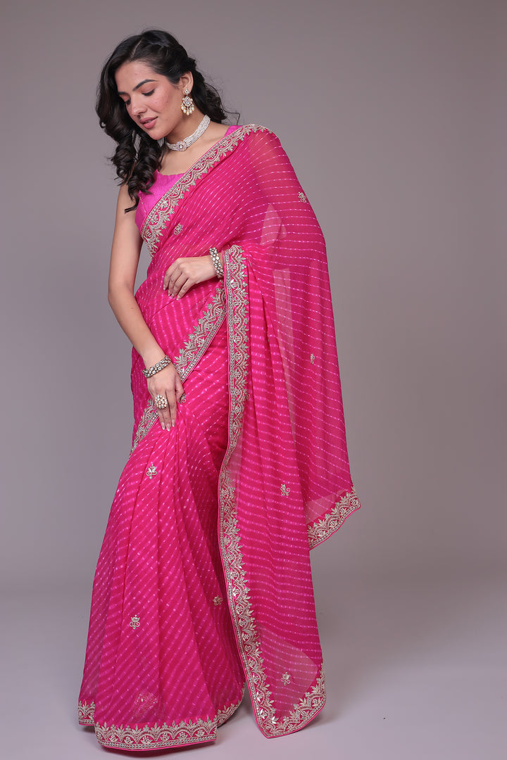 Mothra Georgette Saree Embellished with Gota Patti work