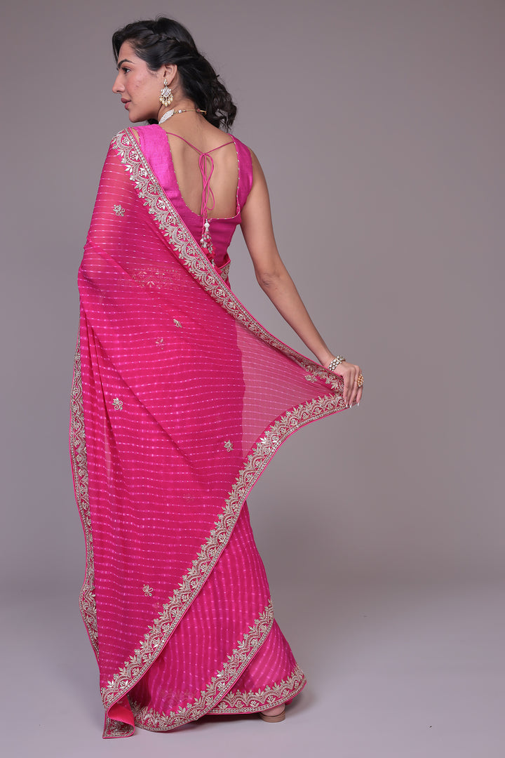 Mothra Georgette Saree Embellished with Gota Patti work