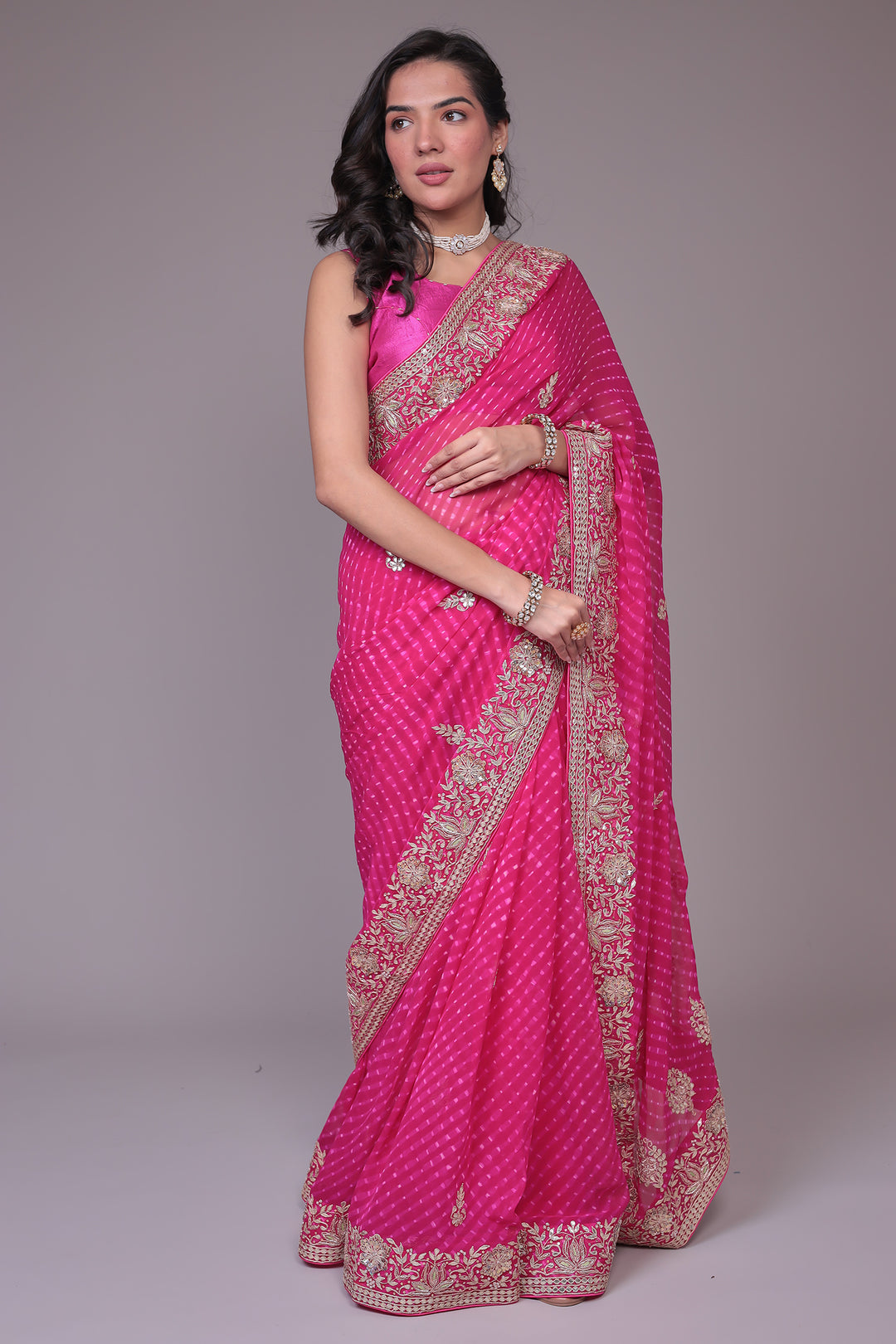 Mothra Georgette Saree with Gota Patti and Zardozi work