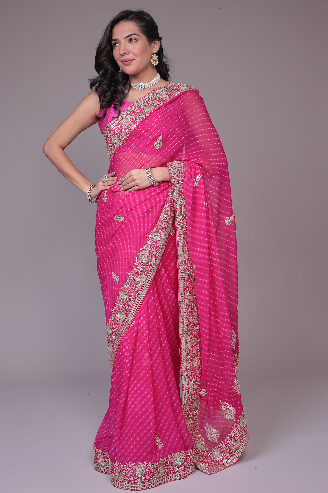 Mothra Georgette Saree with Gota Patti and Zardozi work