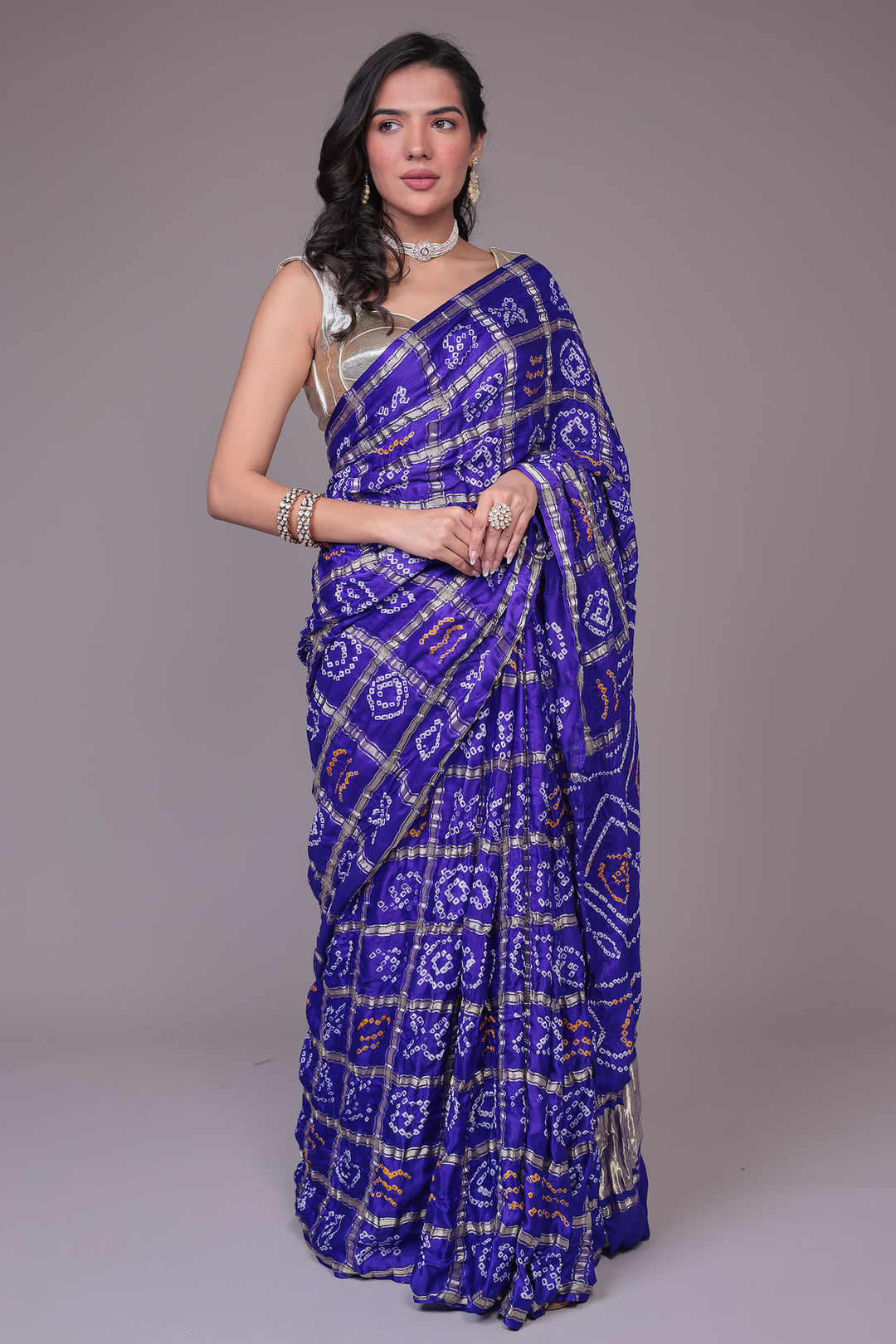 Bandhej Ghatchola Silk Saree with Zari work