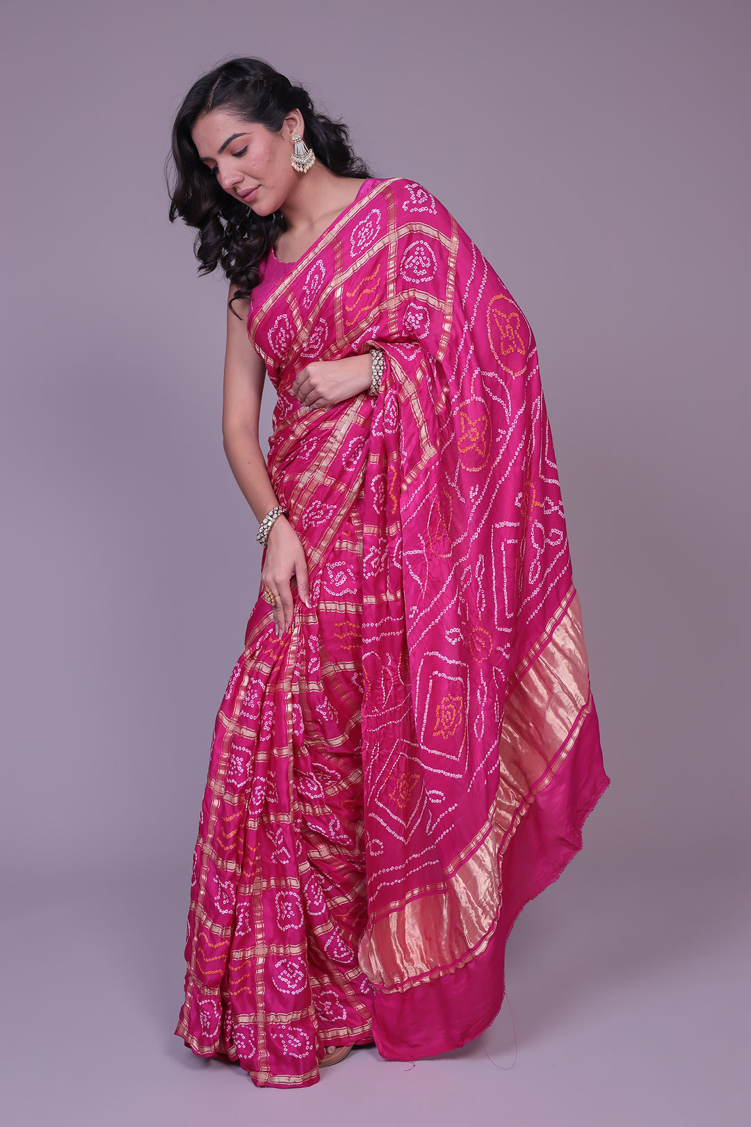 Bandhej Ghatchola Silk Saree with Zari work