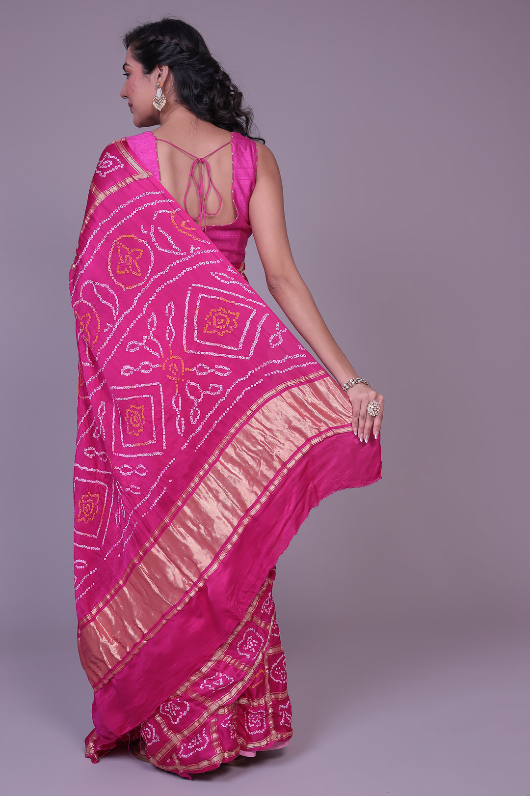 Bandhej Ghatchola Silk Saree with Zari work