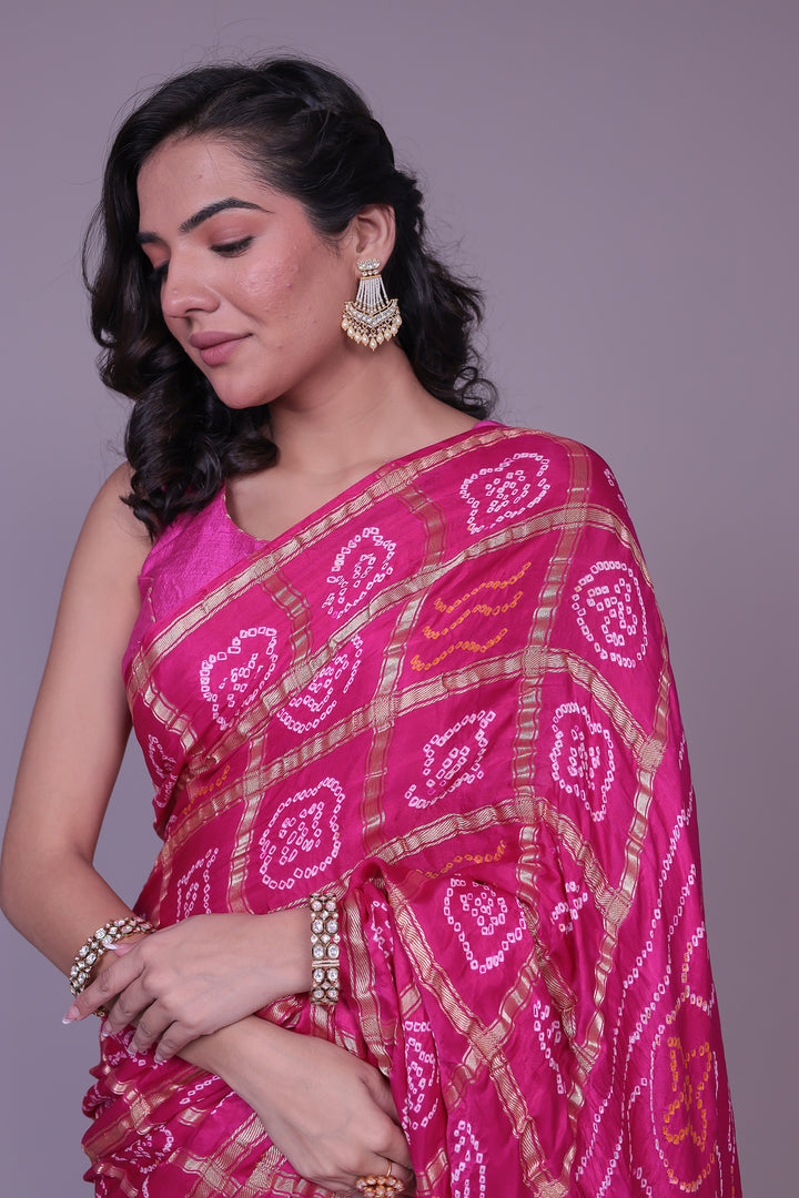 Bandhej Ghatchola Silk Saree with Zari work