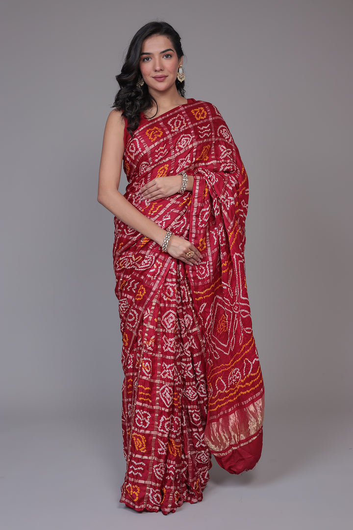 Bandhej Ghatchola Silk Saree with Zari work