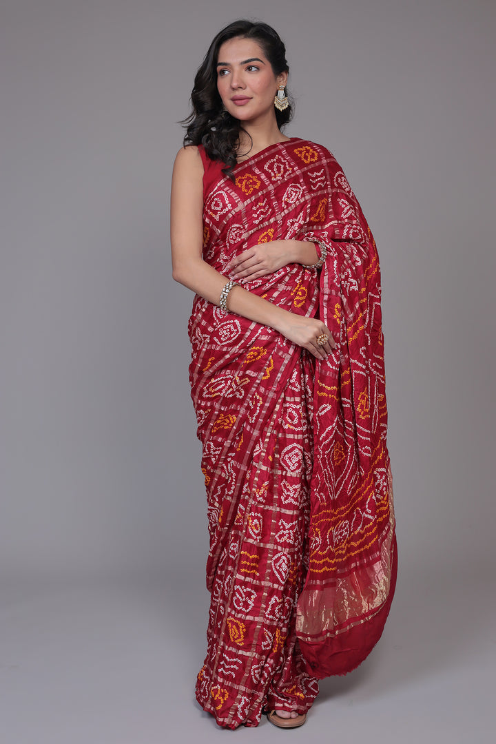 Bandhej Ghatchola Silk Saree with Zari work