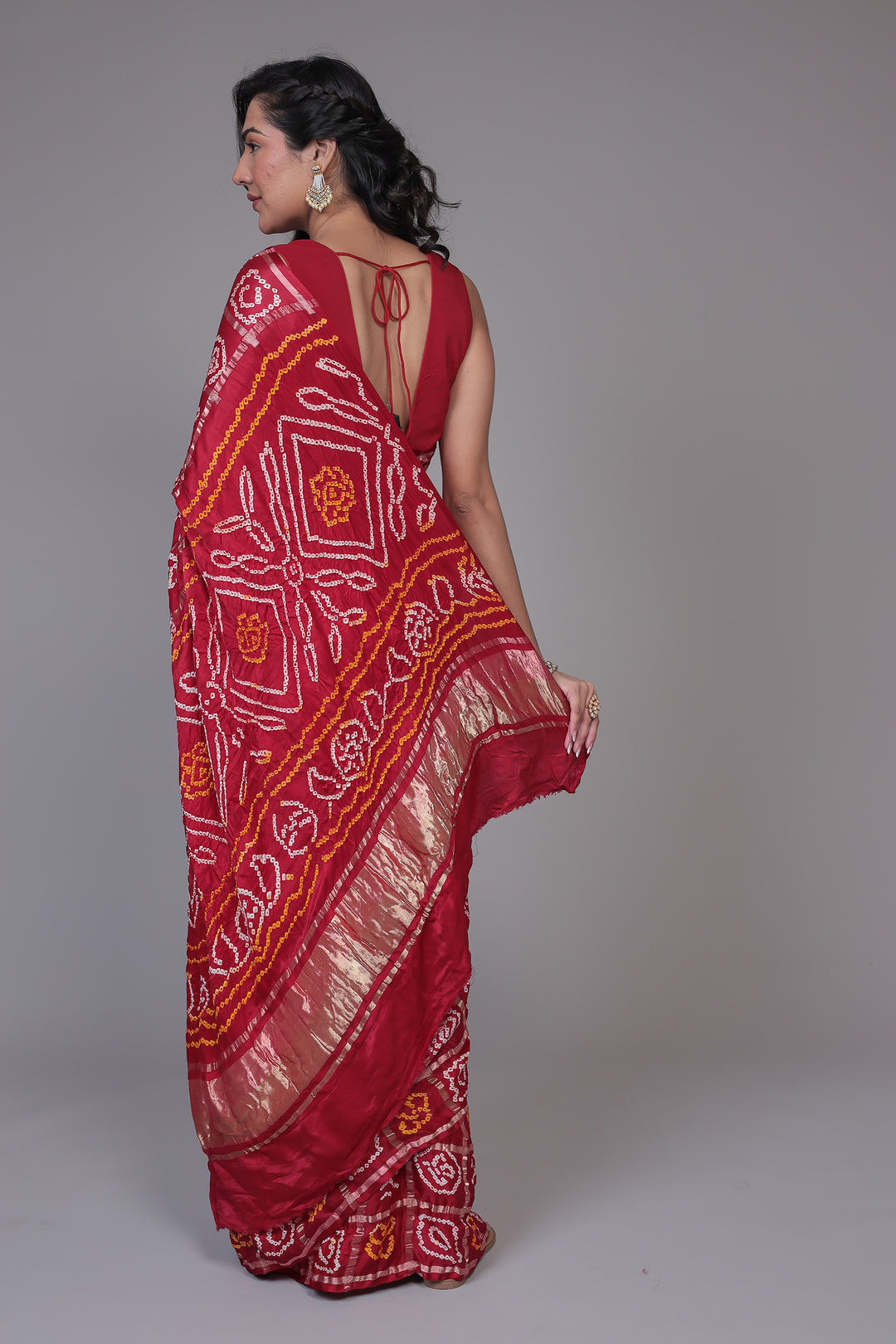 Bandhej Ghatchola Silk Saree with Zari work