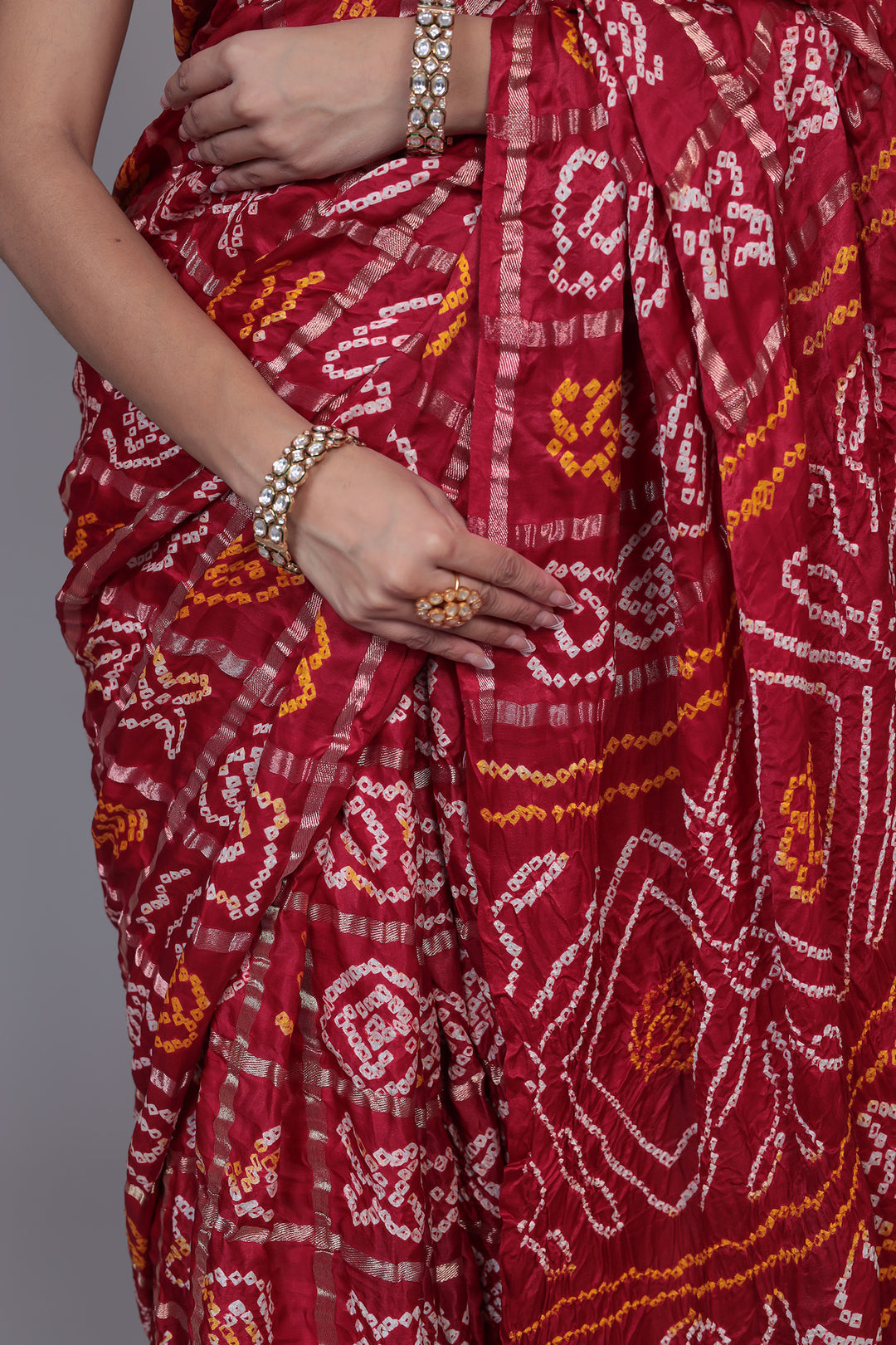 Bandhej Ghatchola Silk Saree with Zari work