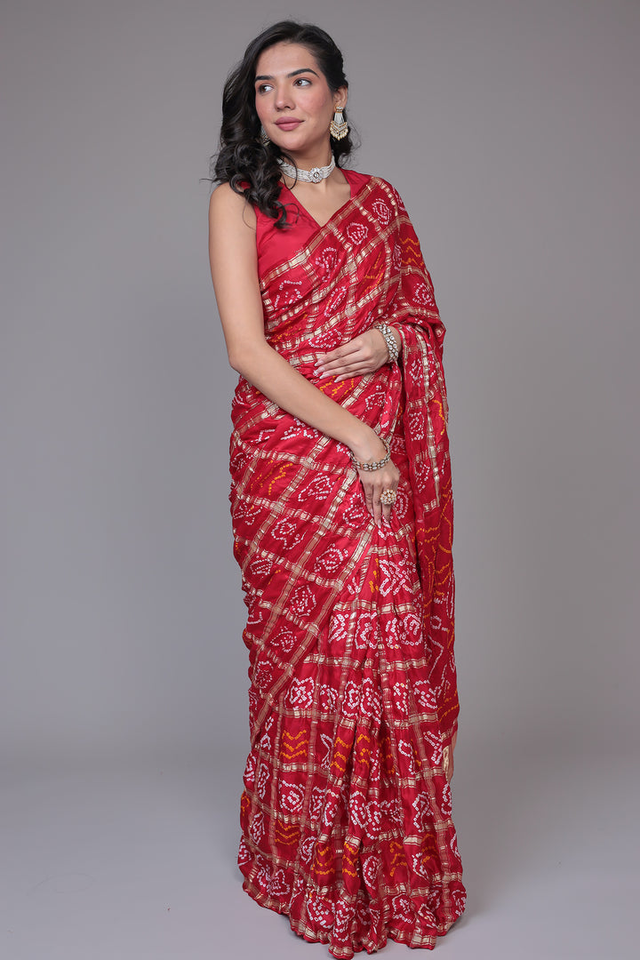 Bandhej Ghatchola Silk Saree with Zari work