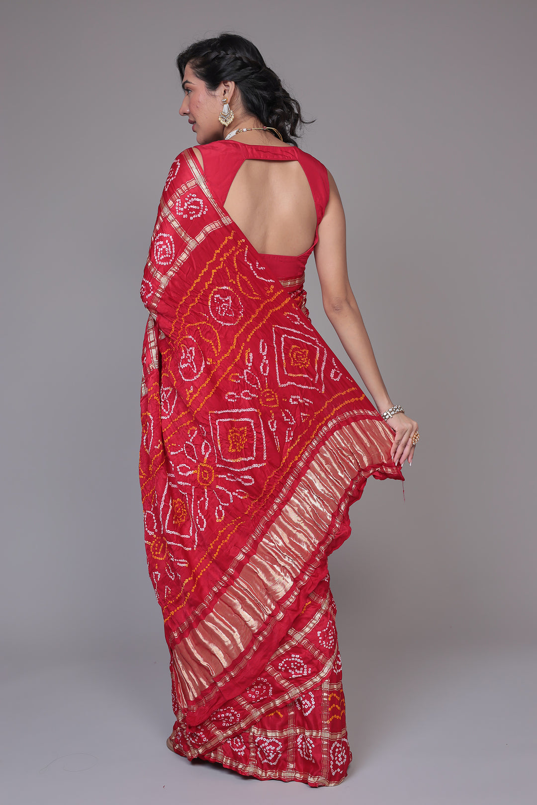 Bandhej Ghatchola Silk Saree with Zari work