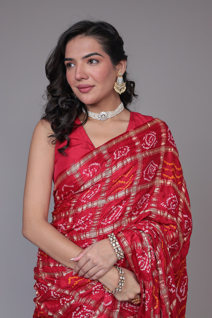 Bandhej Ghatchola Silk Saree with Zari work