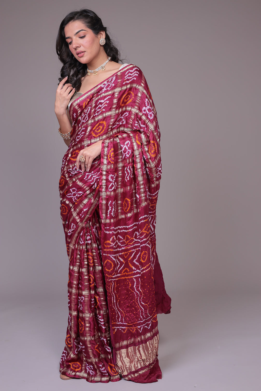 Bandhej Ghatchola Silk Saree with Zari work