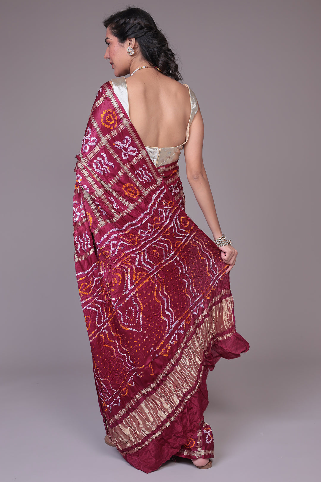 Bandhej Ghatchola Silk Saree with Zari work