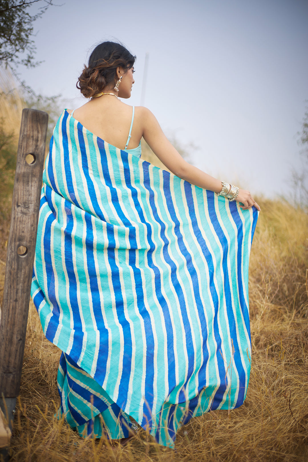 Tussar Silk Saree in Leheriya Print