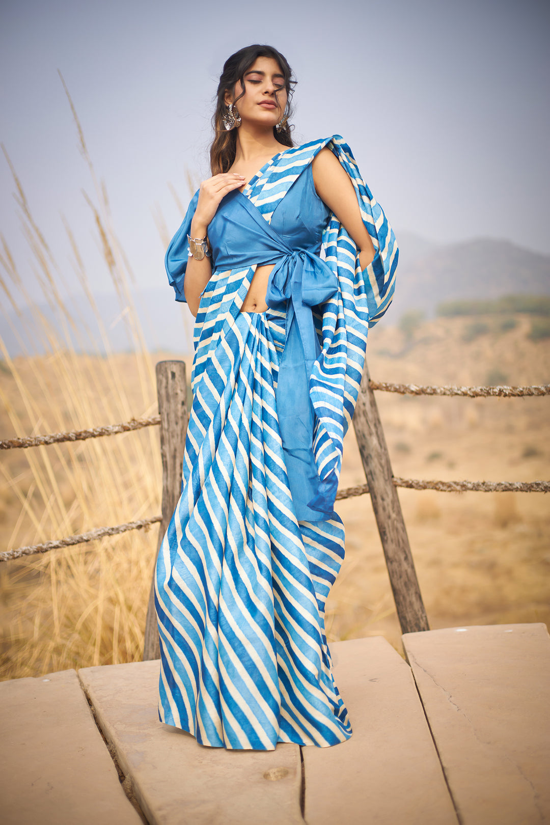 Tussar Silk Saree in Leheriya Print