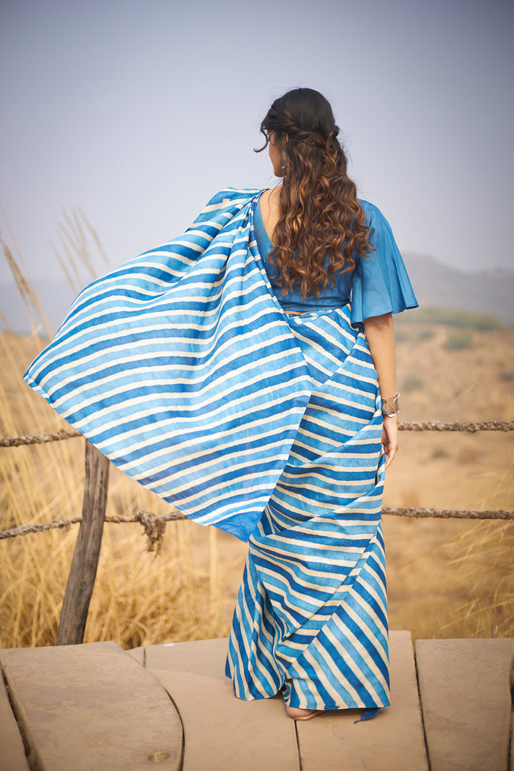 Tussar Silk Saree in Leheriya Print