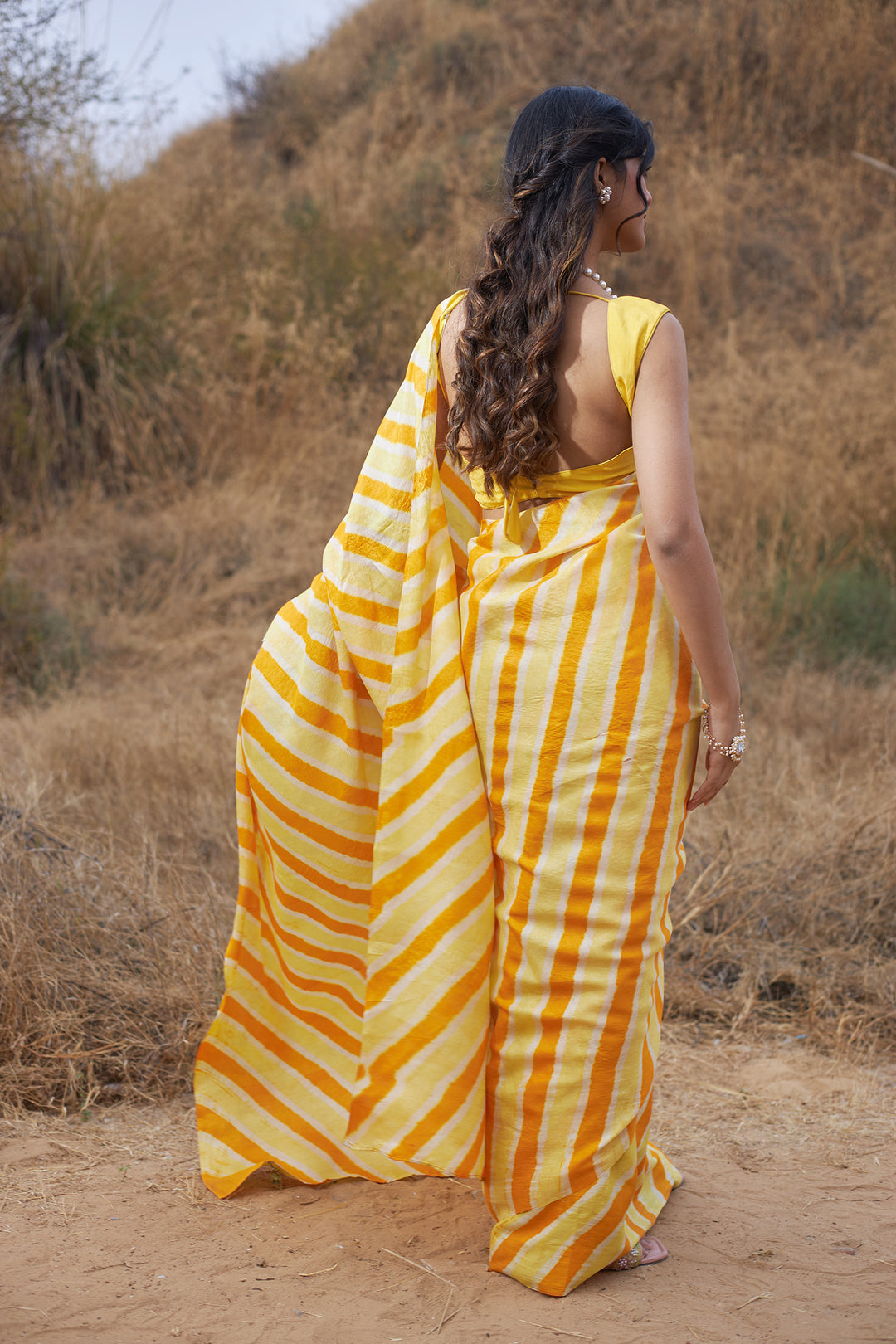 Tussar Silk Saree in Leheriya Print