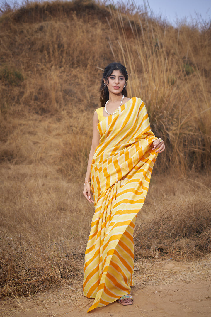 Tussar Silk Saree in Leheriya Print