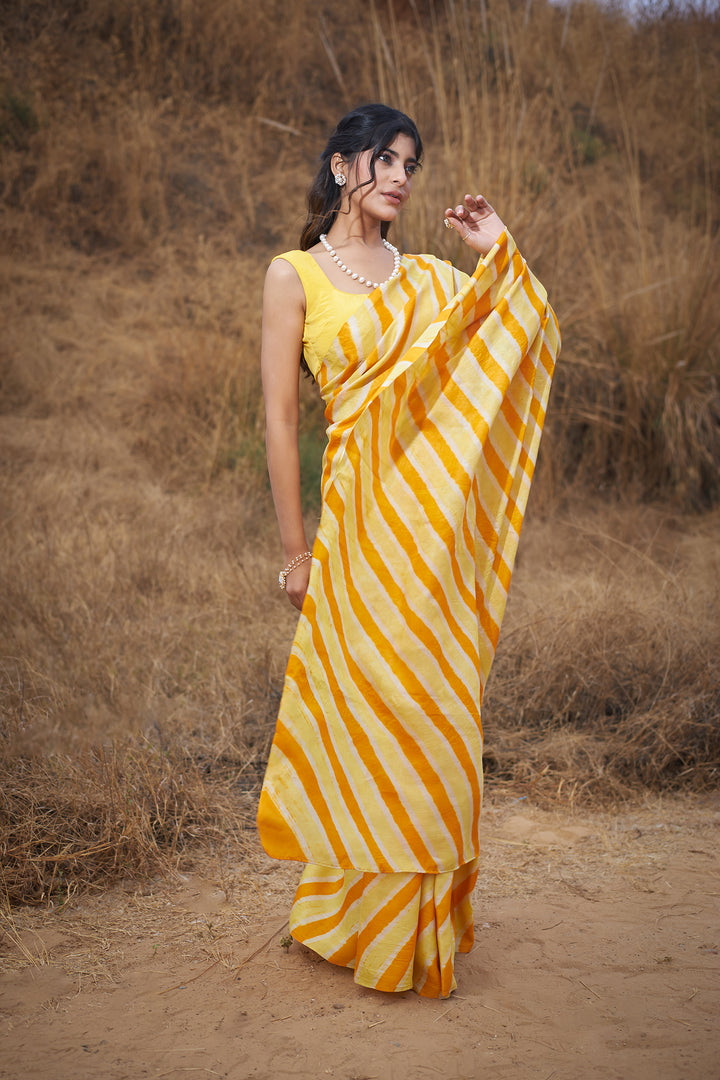 Tussar Silk Saree in Leheriya Print