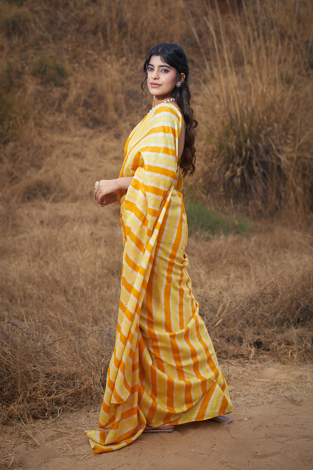 Tussar Silk Saree in Leheriya Print