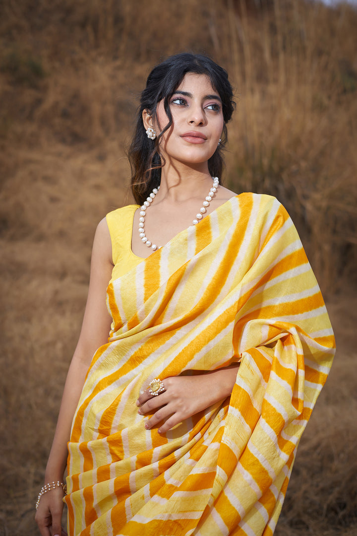 Tussar Silk Saree in Leheriya Print