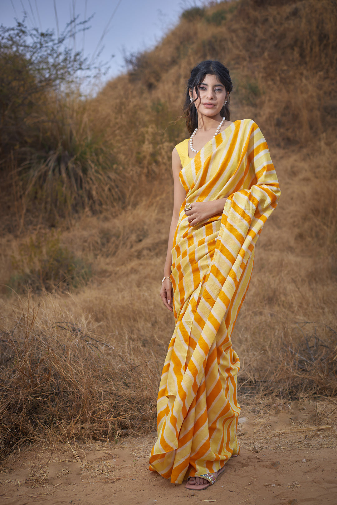 Tussar Silk Saree in Leheriya Print