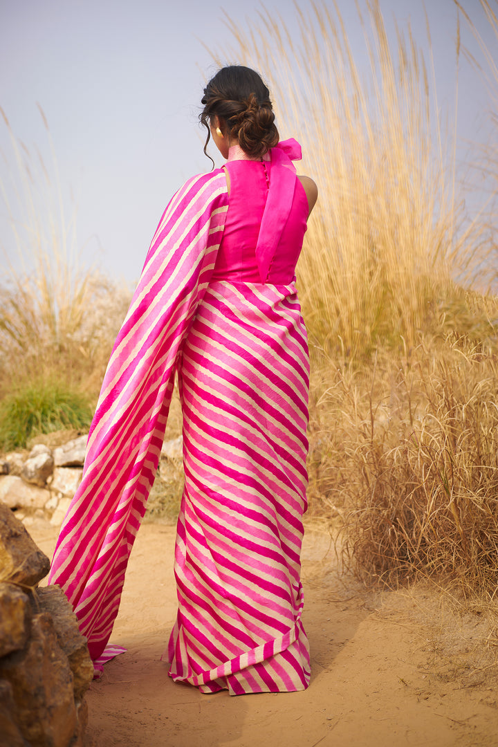 Tussar Silk Saree in Leheriya Print