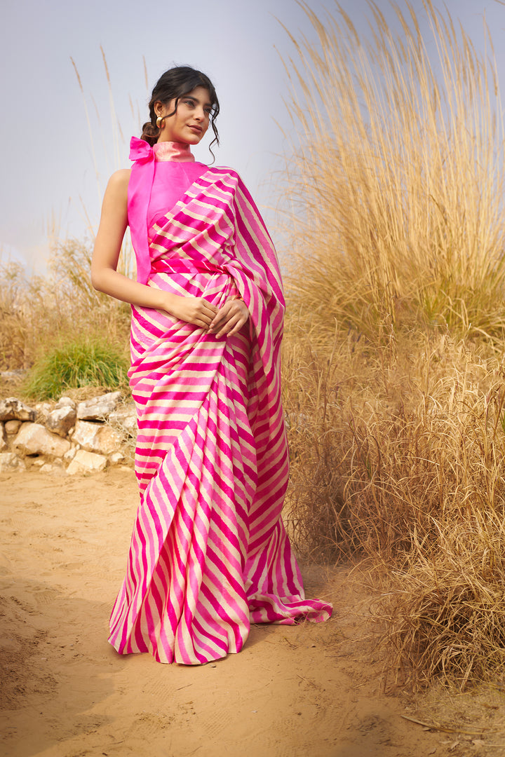 Tussar Silk Saree in Leheriya Print