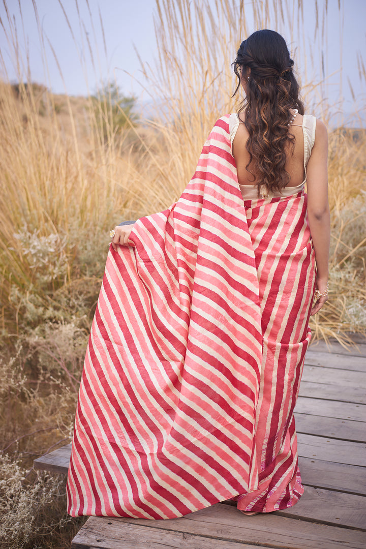 Tussar Silk Saree in Leheriya Print