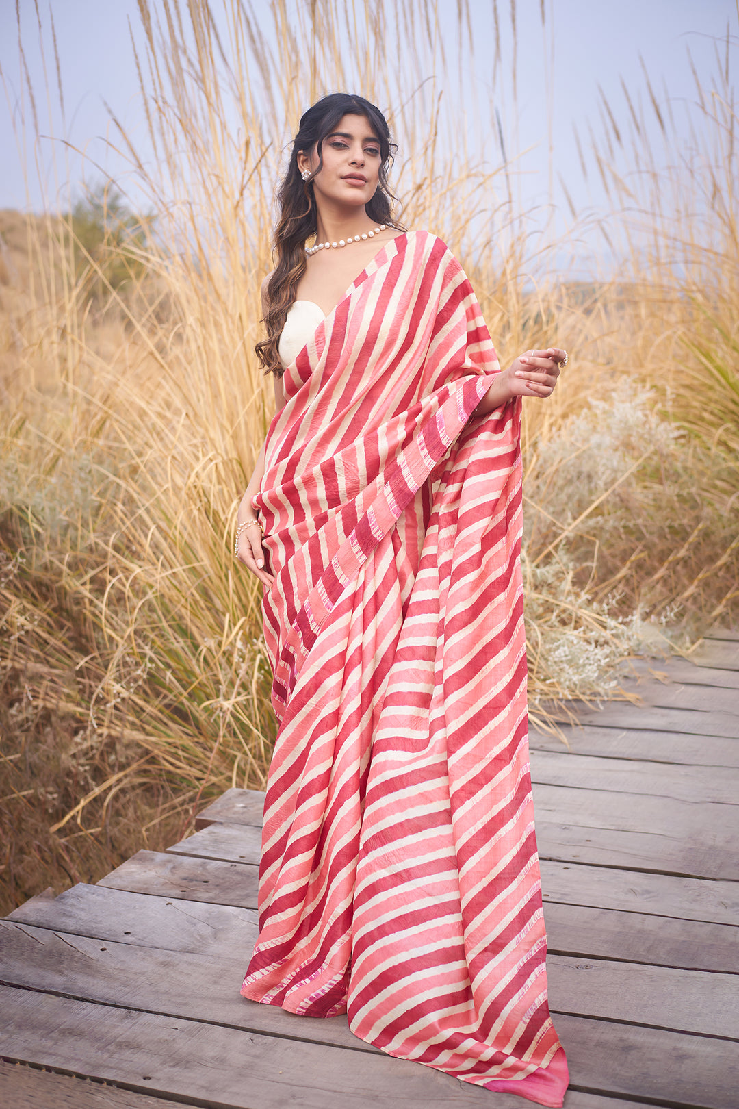 Tussar Silk Saree in Leheriya Print