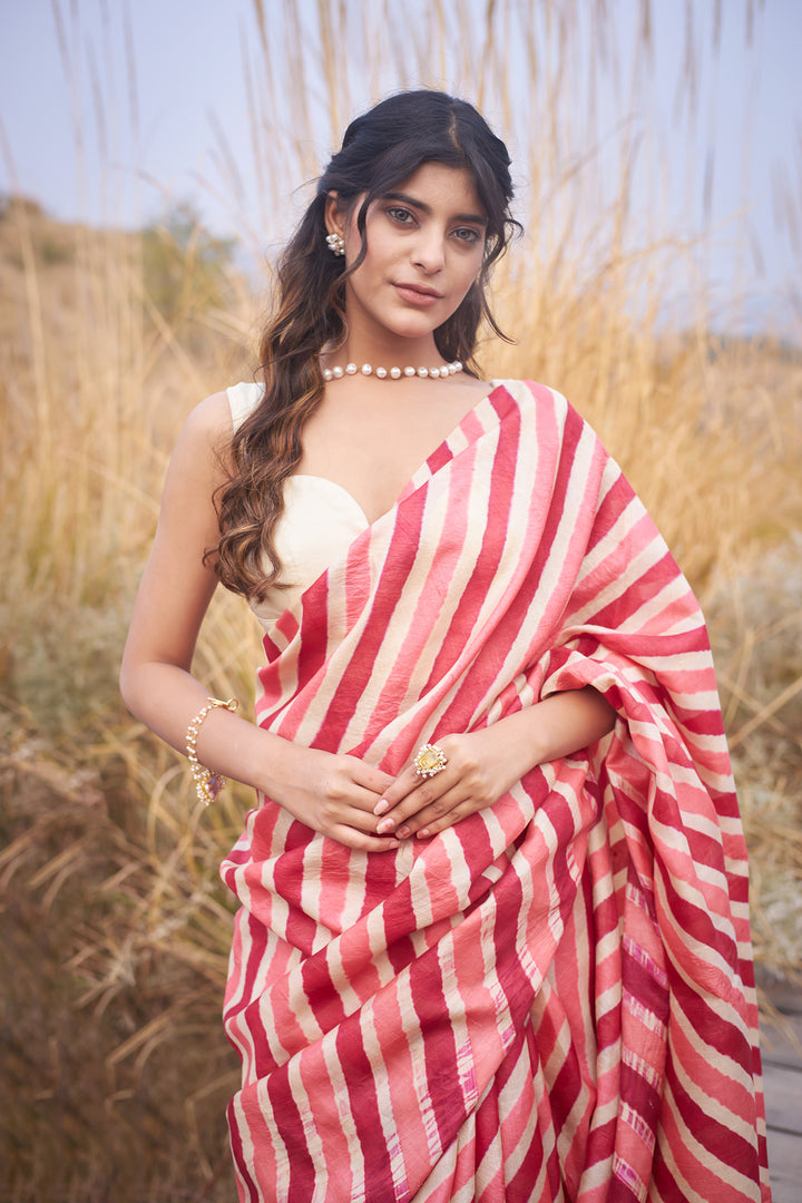 Tussar Silk Saree in Leheriya Print