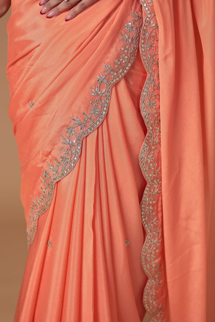 Chinon Saree Embellished with Gota Patti work