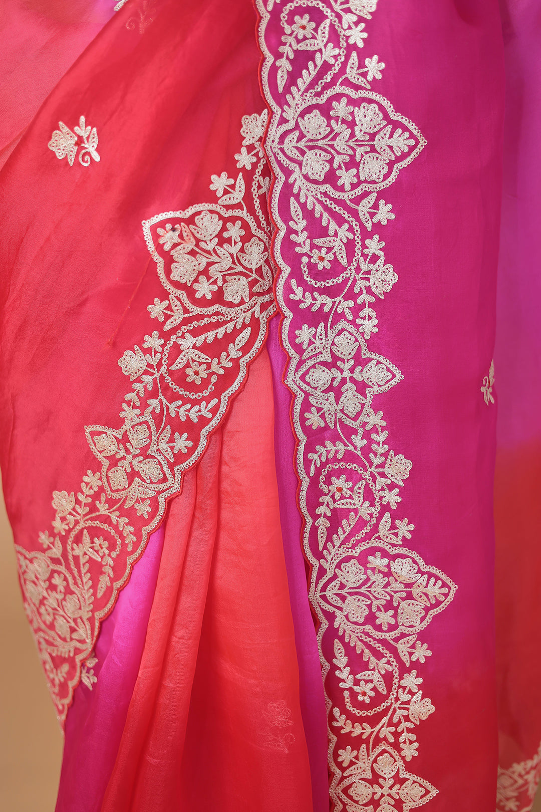 Organza Saree Embroidered with Pittan work