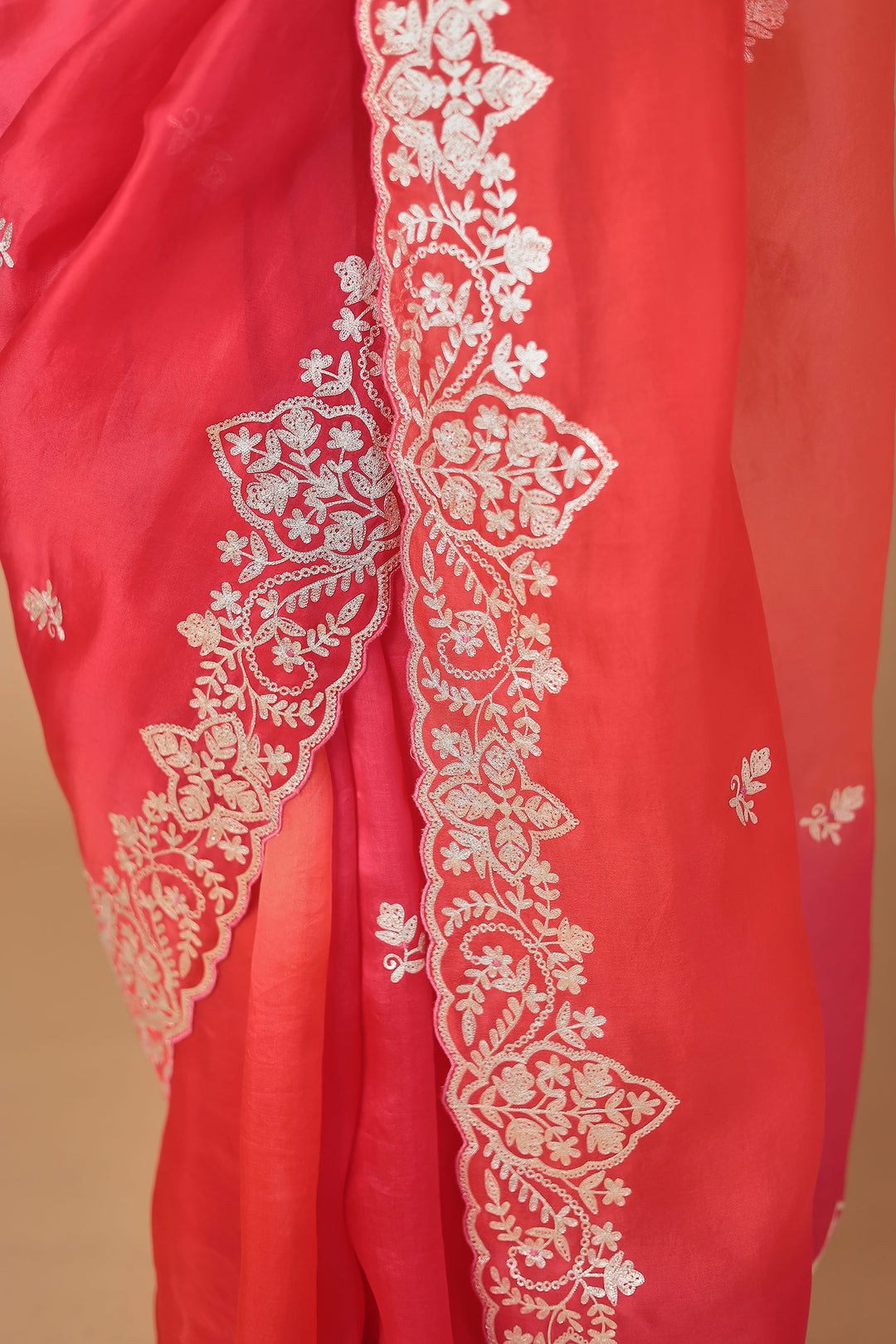 Organza Saree Embroidered with Pittan work